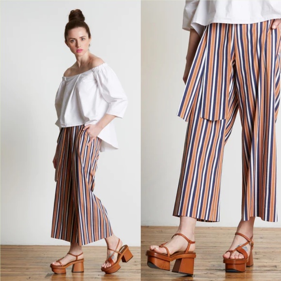 Tanya Taylor Pants - TANYA TAYLOR Striped Wide Leg Pants